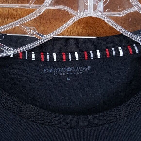 EMPORIO ARMANI Sleepwear Mens Medium Black Stripe Pajama PJs Set Cotton $155 - Picture 3 of 10